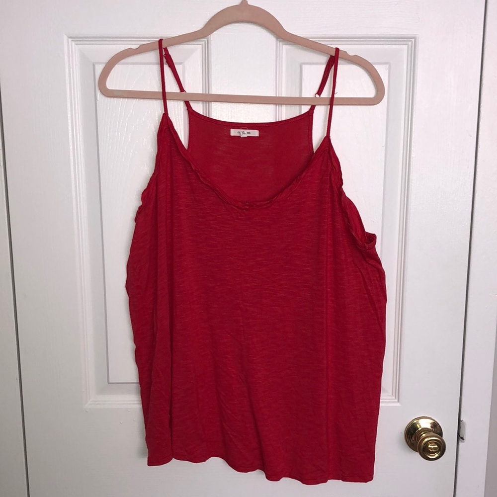 Red Ruffle Flowy Tank Top